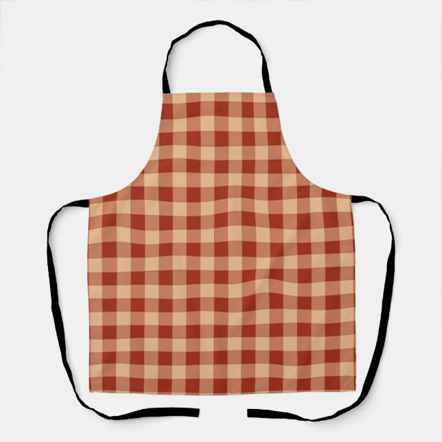 Delantal Patrón de Gingham controlado de Brown (Anverso)