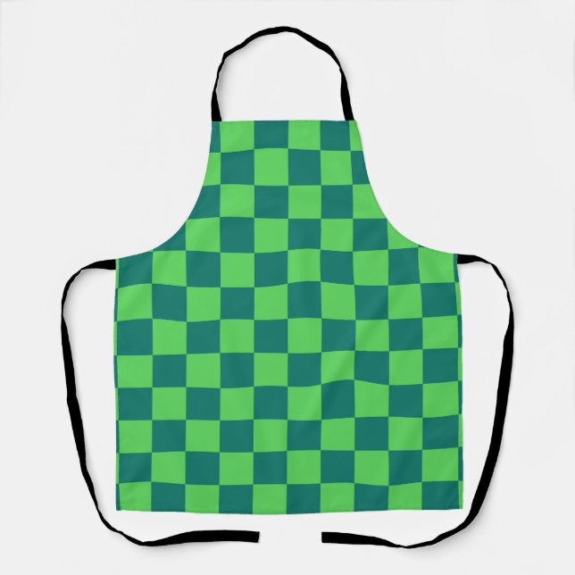 Delantal Patrón de Gingham de Blue Green Checkered (Anverso)
