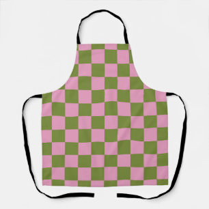 Delantal Patrón de Gingham de color verde rosa