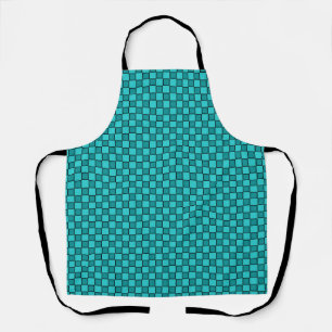 Delantal Patrón de Gingham de Cuadro de Mando de Teal y Neg