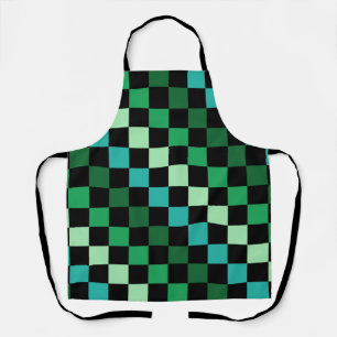 Delantal Patrón de Gingham de Green Blue Checkered