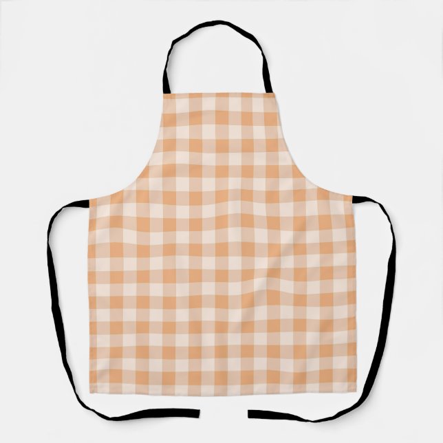 Delantal Patrón de Gingham de Peach White Checkered (Anverso)