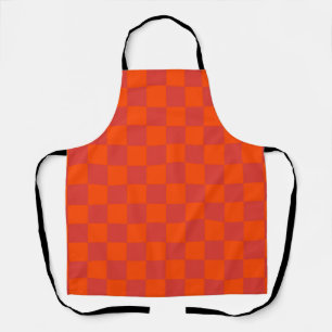 Delantal Patrón de Gingham de Red Checkered naranja