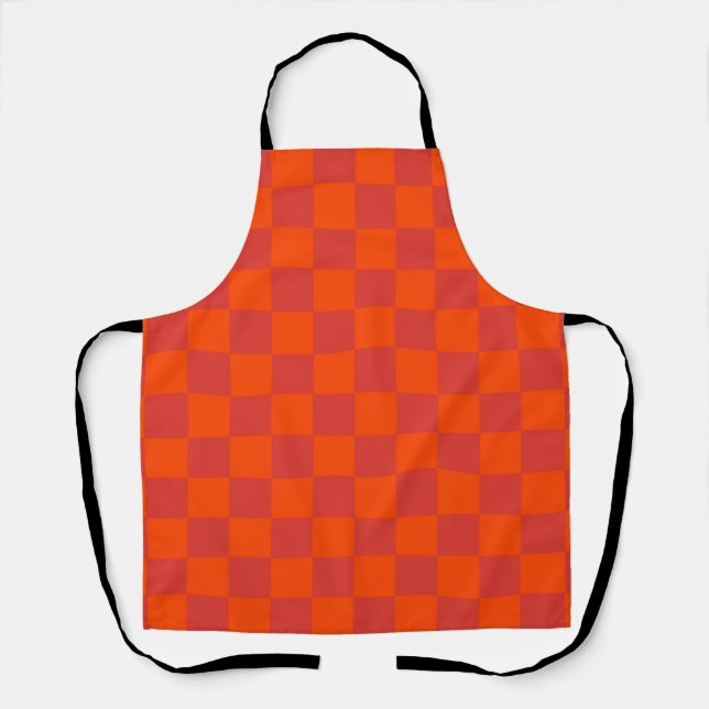 Delantal Patrón de Gingham de Red Checkered naranja (Anverso)