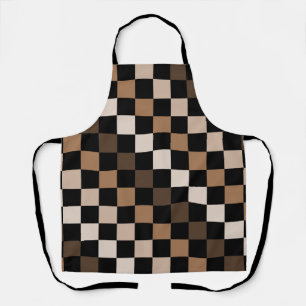 Delantal Patrón de Gingham negro negro marrón
