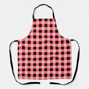 Delantal Patrón de Gingham negro rosado