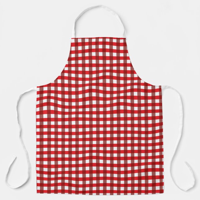 Delantal Patrón de Gingham rojo y blanco (Anverso)