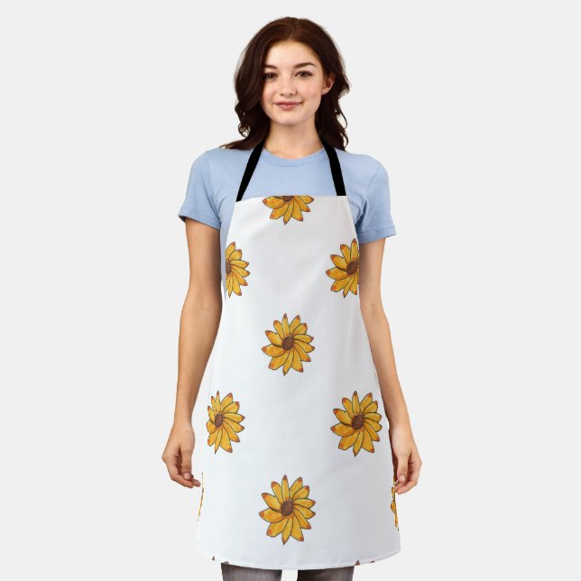 Delantal Patrón de girasol amarillo (Gastado)
