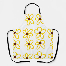 Delantal Patrón de girasol amarillo marrón flor floral boho