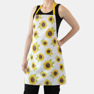 Delantal Patrón de girasol de acuarela pintada a mano