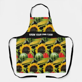 Delantal Patrón de girasol de verduras de alimentos de crec