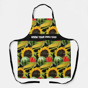 Delantal Patrón de girasol de verduras de alimentos de crec