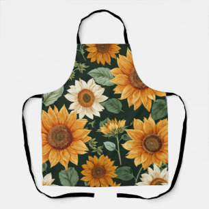 Delantal Patrón de girasol vintage de terracota boho