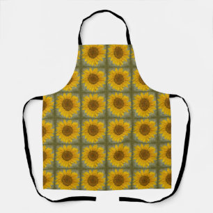 Delantal Patrón de girasol vintage por todo el área de impr