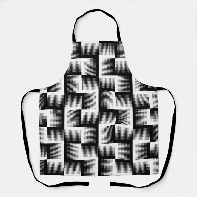Delantal Patrón de gradiente de sierra en blanco y negro (Anverso)