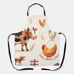 Delantal Patrón de granero de animales de granja lindos