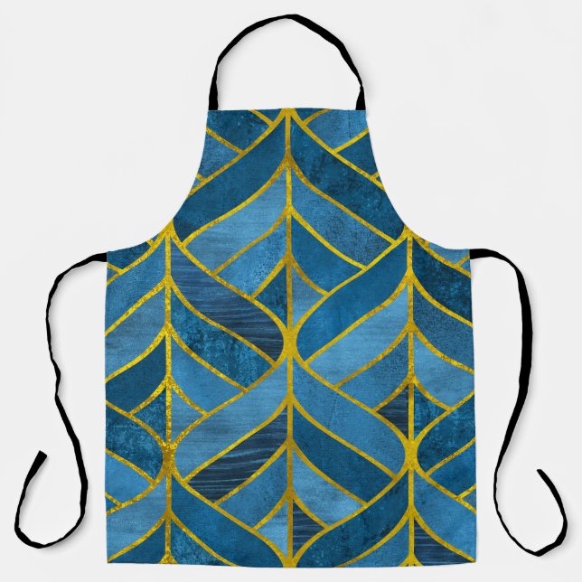 Delantal Patrón de grifo azul dorado (Anverso)
