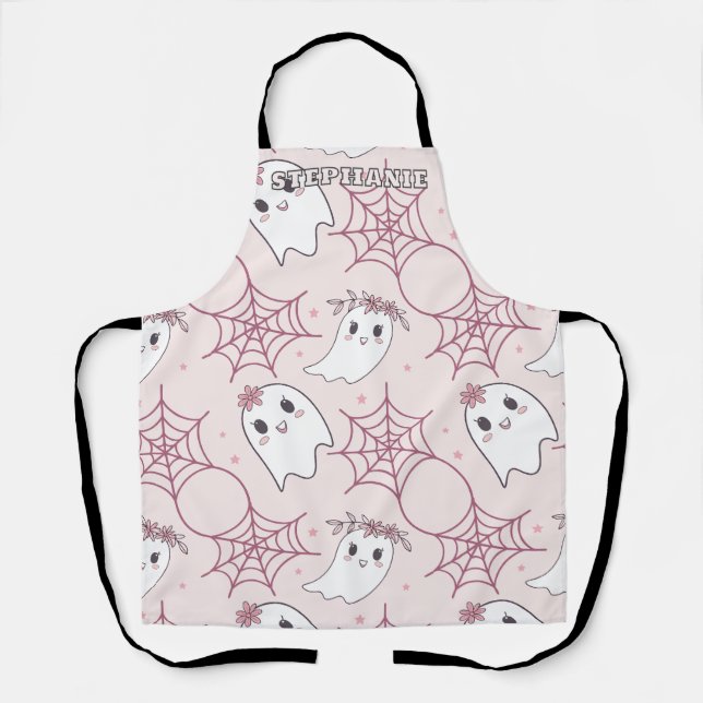 Delantal Patrón de Halloween Fantasma y Spiderweb (2) (Anverso)