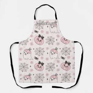 Delantal Patrón de Halloween rosa kawaii con fantasma, cala