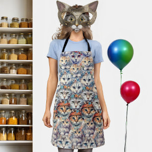 Delantal Patrón de hexágono de caras de gato