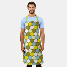 Delantal Patrón de hexágono en amarillo, verde y azul
