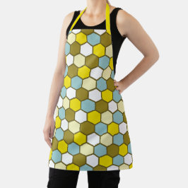 Delantal Patrón de hexágono en amarillo, verde y azul