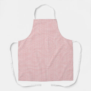 Delantal Patrón de Hexágono Rojo Blanco