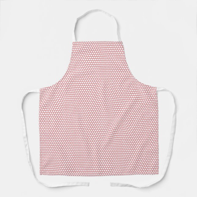 Delantal Patrón de Hexágono Rojo Blanco (Anverso)