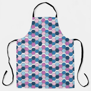 Delantal Patrón de hexágono rosa y azul de la ciudad de Cre