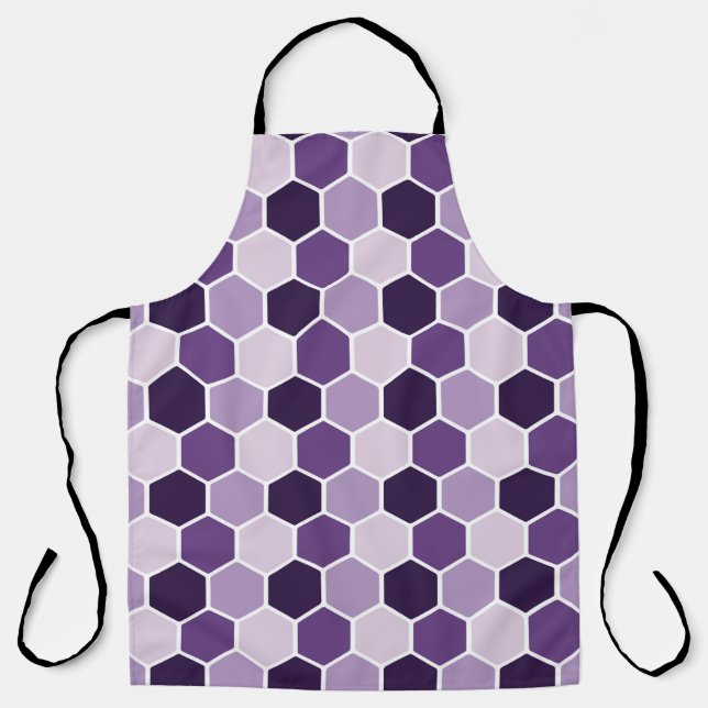 Delantal Patrón de hexágono ultravioleta sin foco. Honeycom (Anverso)