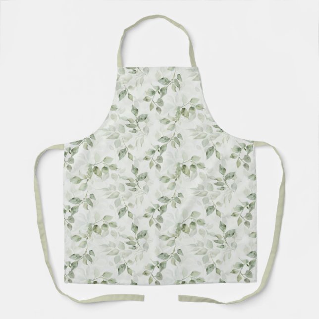 Delantal Patrón de hoja verde botánico (Anverso)