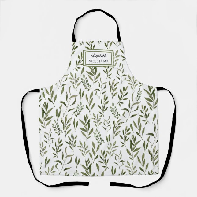 Delantal Patrón de hojas de agua Eucalyptus Greenery (Anverso)