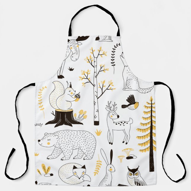 Delantal Patrón de hojas de árboles forestales otoñales (Anverso)