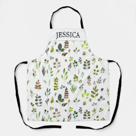 Delantal Patrón de hojas de eucalipto coloreadas de agua