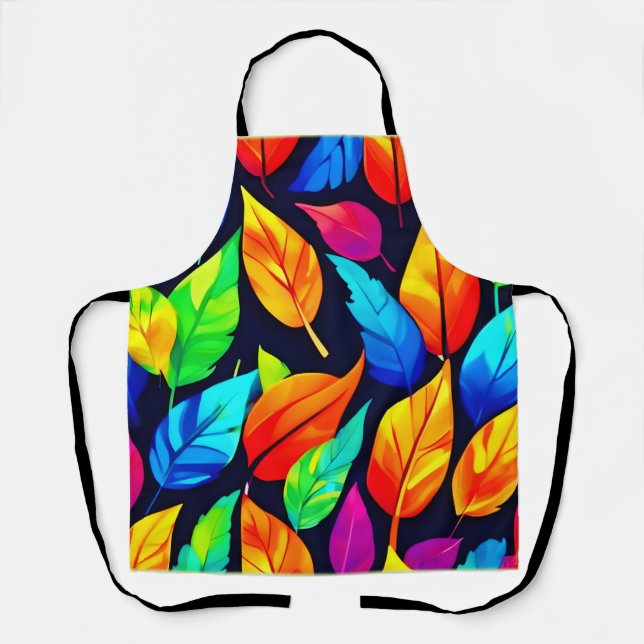 Delantal Patrón de hojas de otoño vibrantes (Anverso)
