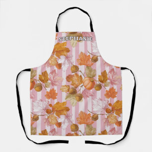 Delantal Patrón de hojas de otoño y maíz rosadas - Caída