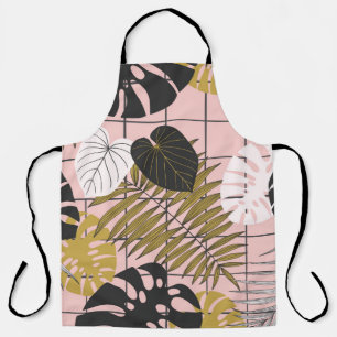 Delantal Patrón de hojas de palma tropicales de verano