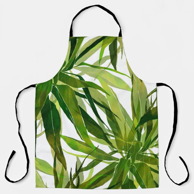 Delantal Patrón de hojas de palmera pintado a mano (Anverso)