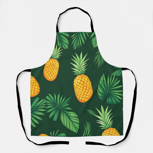 Delantal Patrón de Hojas de Piña Tropical (Anverso)