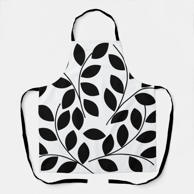 Delantal Patrón de hojas negras (Anverso)