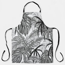 Patrón de Hojas Tropicales Monocromo | Negro Elega
