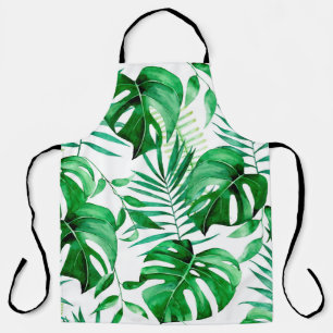 Delantal Patrón de hojas tropicales verdes
