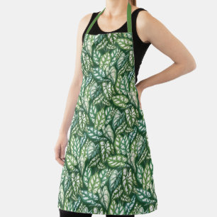Delantal Patrón de hojas tropicales verdes
