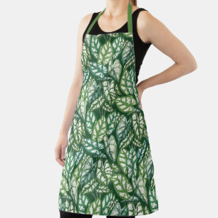Delantal Patrón de hojas tropicales verdes