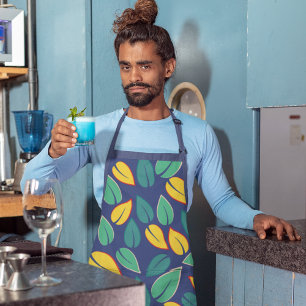 Delantal Patrón de hojas verdes y amarillas