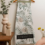 Delantal Patrón de hojas y flores de acuarela tropical<br><div class="desc">Patrón de hojas y flores de acuarela tropical</div>