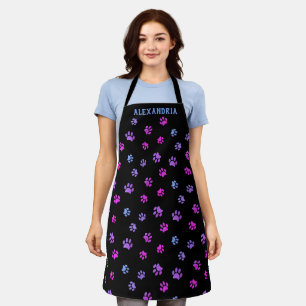 Delantal Patrón de Huellas de Pata Rosa Purpura Azul Person