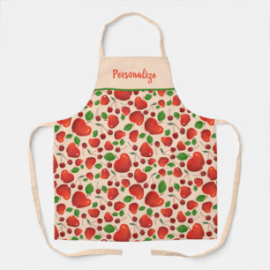 Delantal Patrón de huerto de frutas de cerezas retro curad