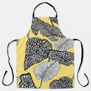 Delantal patrón de ilustracion de hojas tropicales y piel a