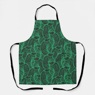 Delantal patrón de ilustración de hojas verdes